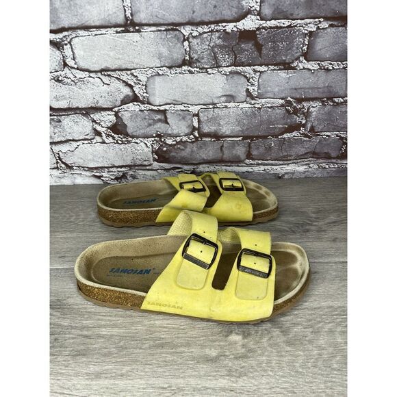 Sanosan Yellow Leather Arizona Slides Casual Cork Sandals Women Sz 40EU/9.5M US - Picture 14 of 16
